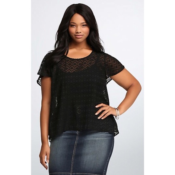 Torrid Semi Sheer Short Sleeve Blouse - Picture 7 of 7